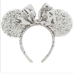 Disney Parks Silver Sequined Ears Headband